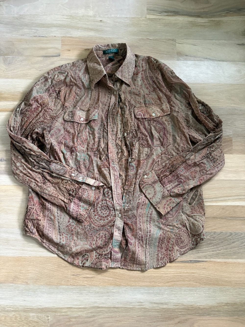Lauren Ralph Lauren 100% Cotton Paisley Button Down Shirt